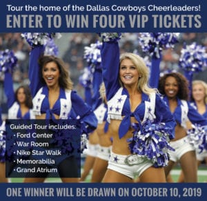 Win VIP tickets to tour home of Dallas Cowboys Cheerleaders!