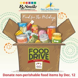 RxSmile Orthodontics|Frisco Oral Sleep Devices Holiday Food Drive benefiting Minnie's Food Pantry
