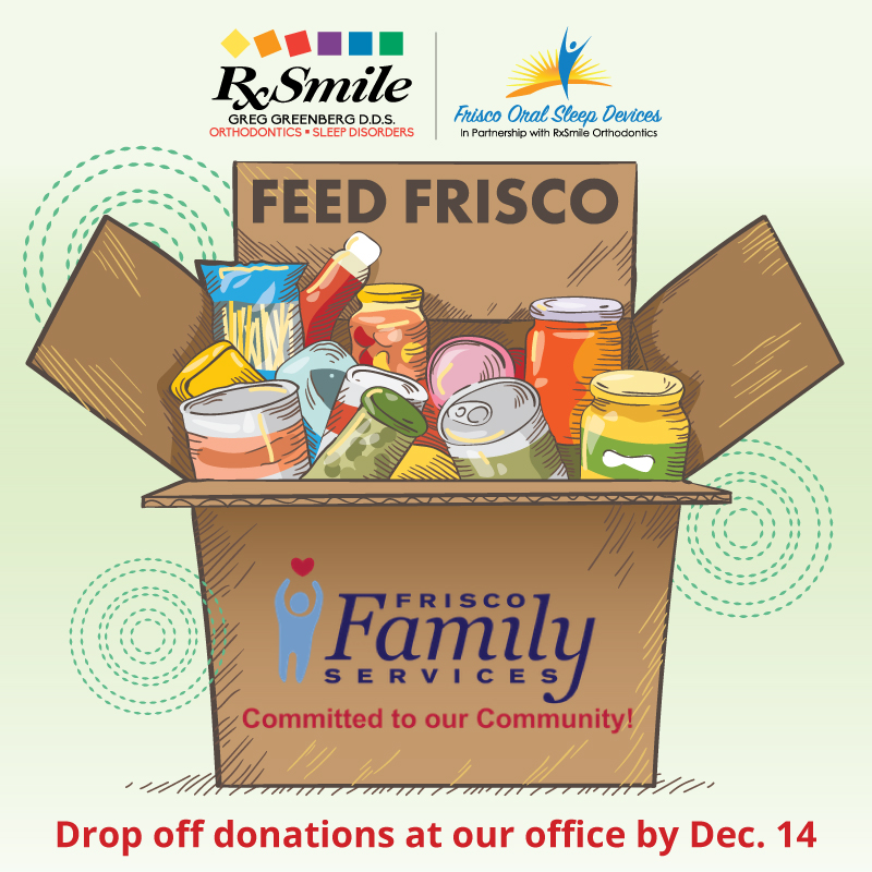 RxSmile Orthodontics Holiday Food Drive for Frisco Family Services Food Pantry