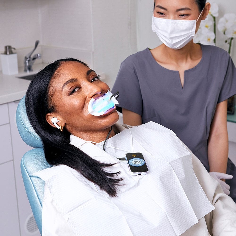 GLO Science professional teeth whitening system used at RxSmile Orthodontics