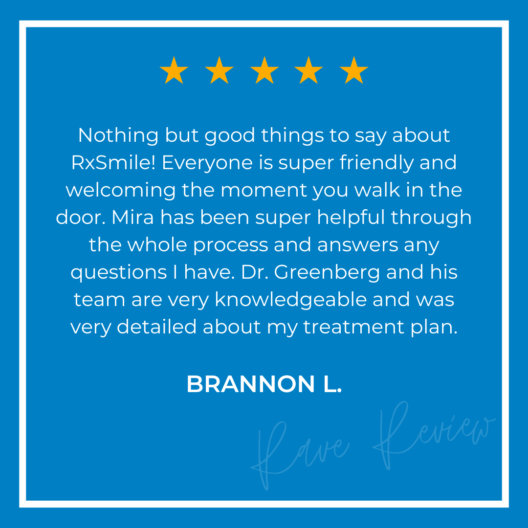 5-star review by an RxSmile Orthodontics patient in Frisco