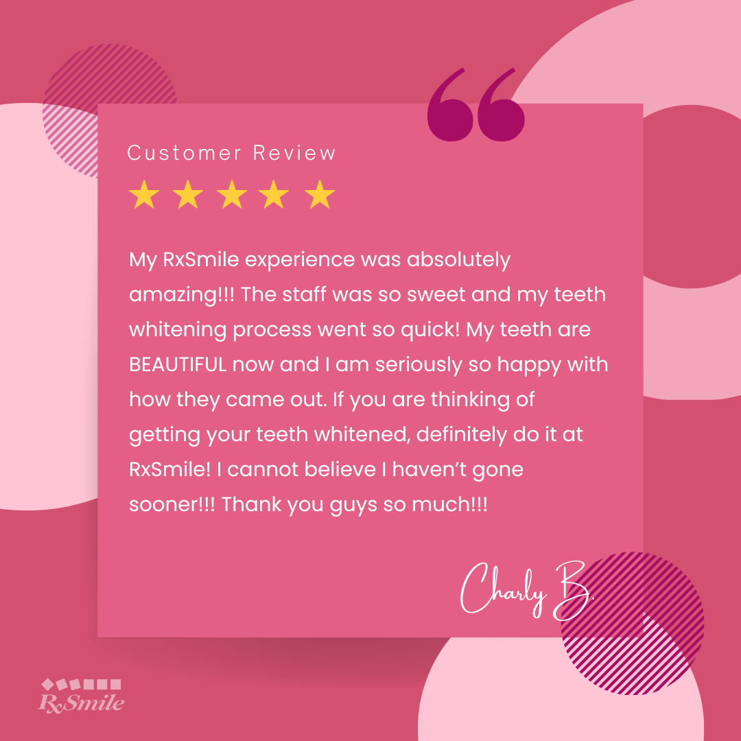 RxSmile patient gives GLOing review of in-office professional teeth whitening